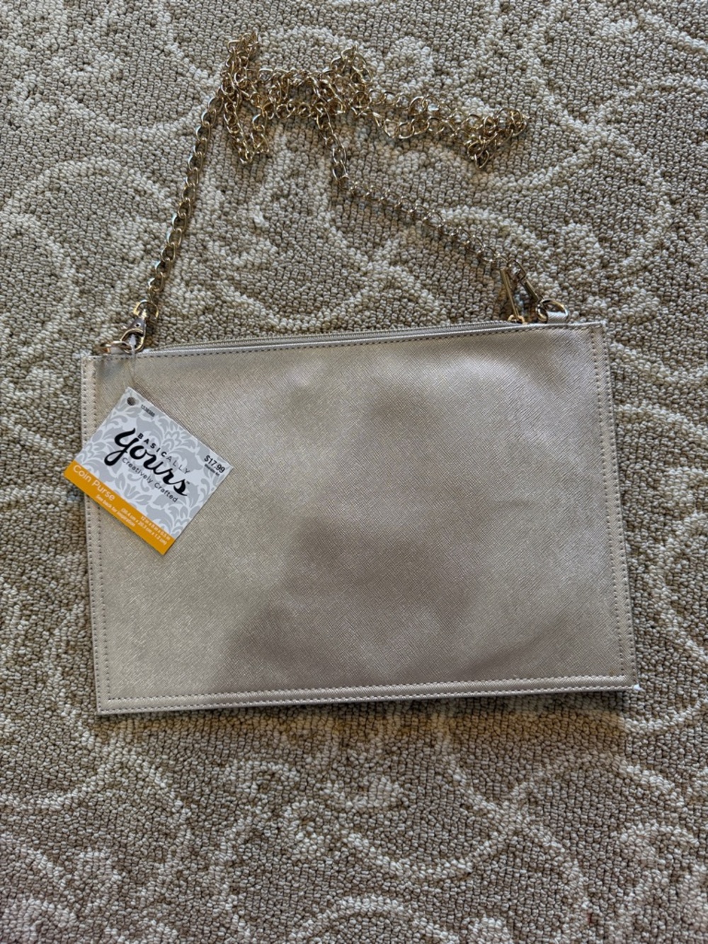 Metallic Gold Chain Wristlet Clutch